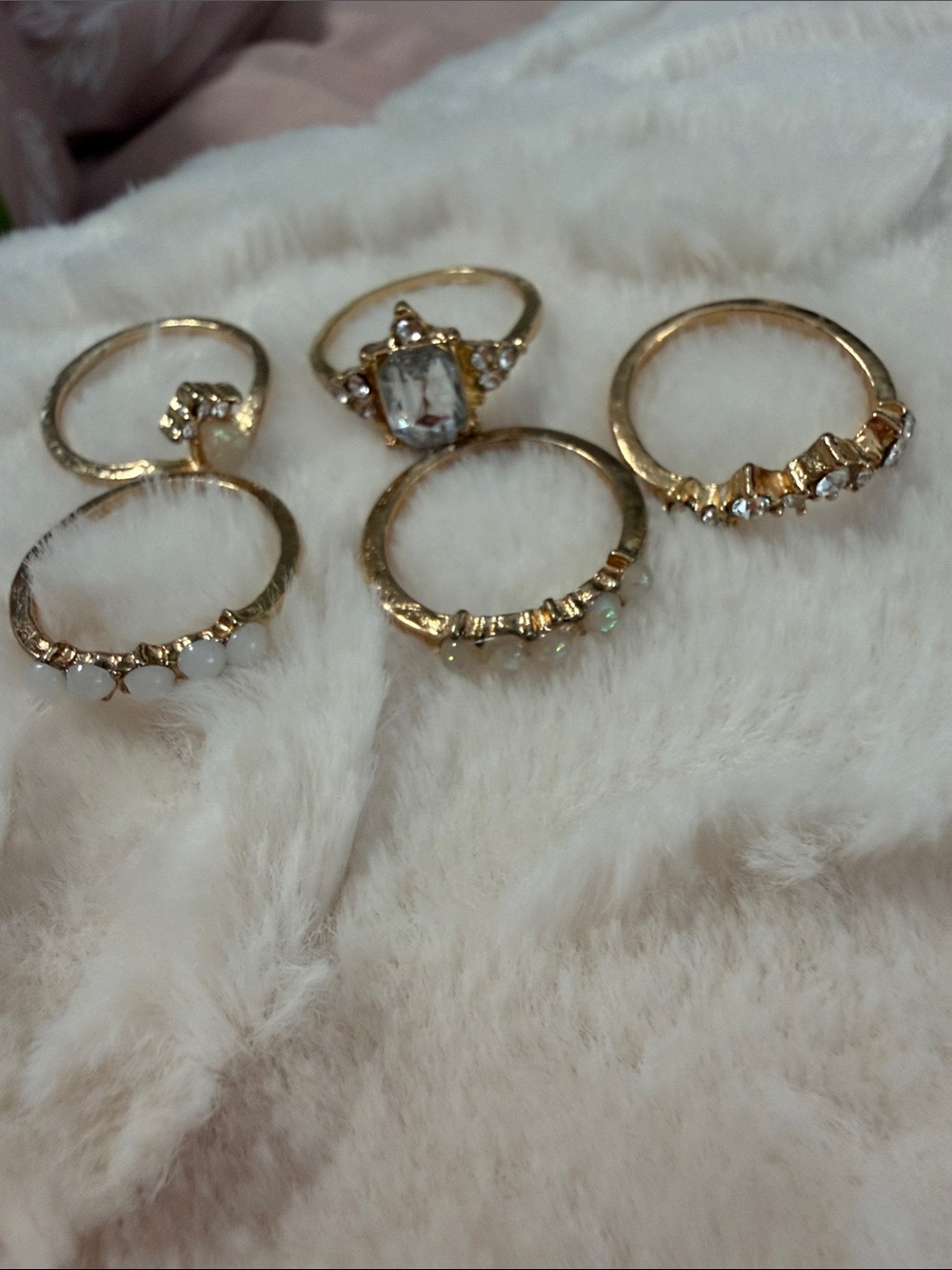 Gold Crystal Stackable Ring Set - Women Jewelry